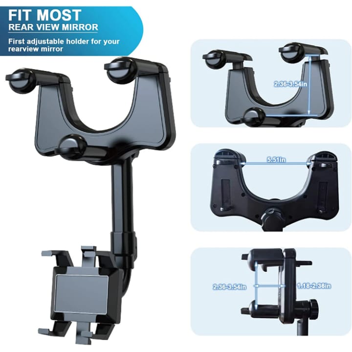 Support Téléphone pour Rétroviseur de Voiture