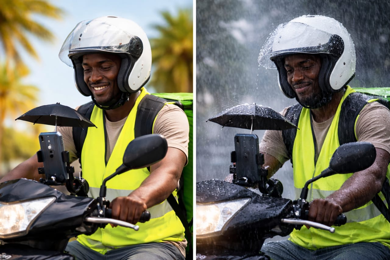 Support Téléphone Moto/Vélo avec Parapluie Intégré